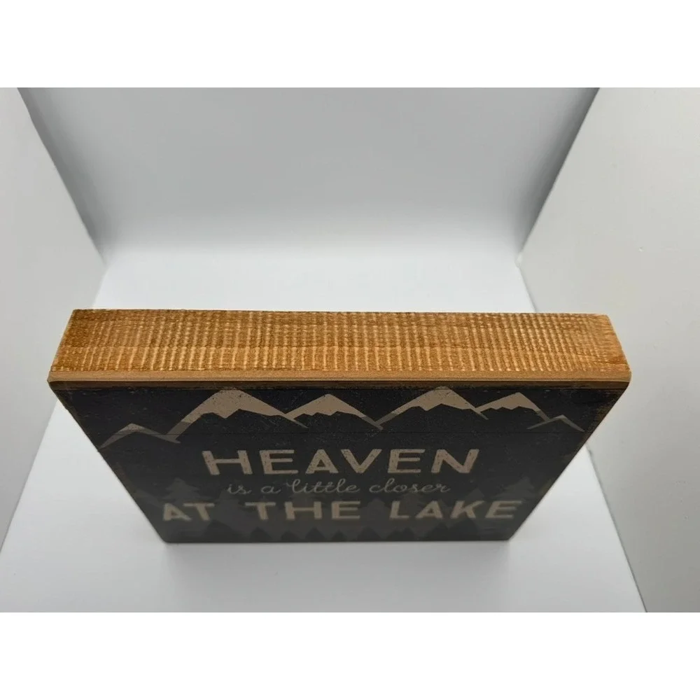 Heaven Is A Little Closer At The Lake Wood Box Sign Primitives by Kathy
